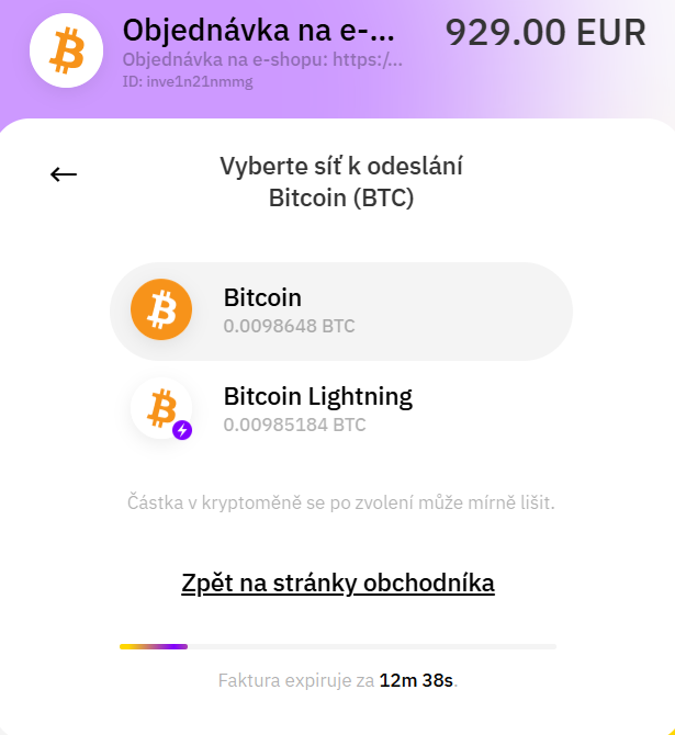 EasyLight mitochondriak Platba BTC kryptomenami 7
